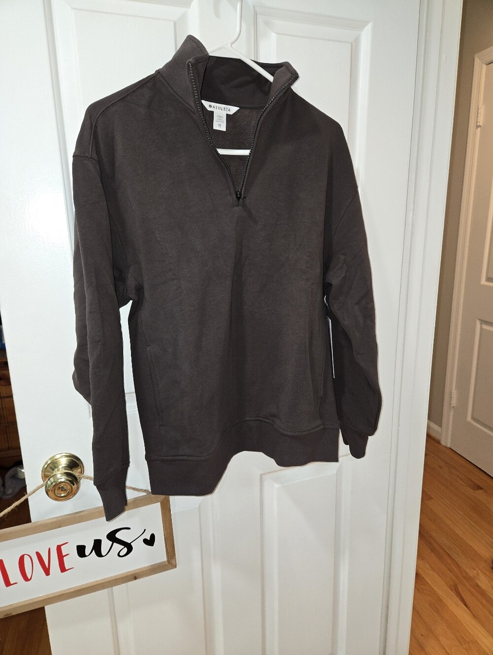 NWT Athleta Forever Fleece Quarter Zip, Truffle, Size XS